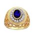 Revere Men's Gold Plated Silver Created Sapphire and CZ Ring