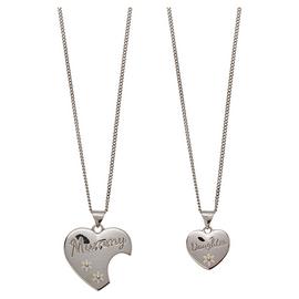 Moon & Back Silver Mum & Daughter Pendant Necklace