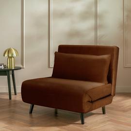 Habitat Roma Single Velvet Chairbed - Chocolate