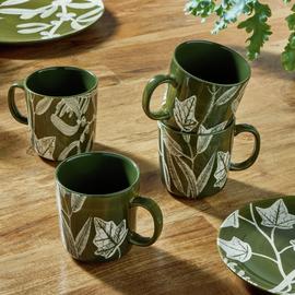 Habitat Floral Set of 4 Mugs - Green