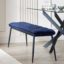 Argos Home Maren Velvet Dining Bench - Navy Blue