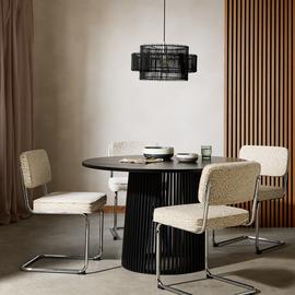 Habitat Jericho Black Dining Table And 4 Natural Chairs