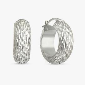 Revere Sterling Silver Diamond Cut Hoop Earrings