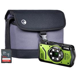 Pentax WG-8 20MP 5x Zoom Compact Digital Camera Combo- Green