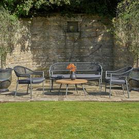 Pacific Bazel 4 Seater Metal Garden Sofa Set - Grey