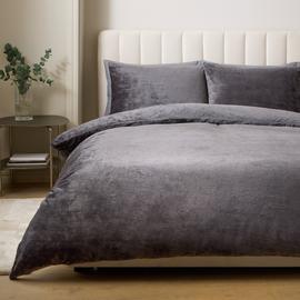 Argos Home Slinky Fleece Charcoal Bedding Set