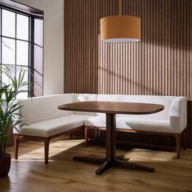 Habitat Loxley Walnut Dining Table 2 Natural Benches