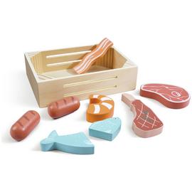 Chad Valley Wooden Food Crate Meat and Fish