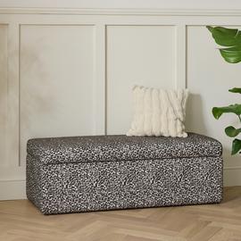 Habitat Josh Larger Fabric Storage Ottoman - Black & White