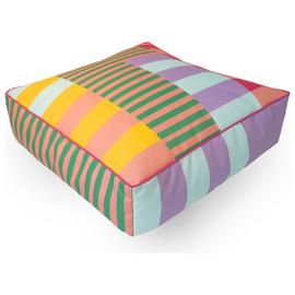 rucomfy Indoor Outdoor Square Floor Cushion - Block Print