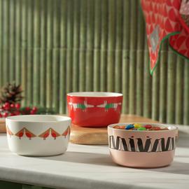 Habitat x Scion Christmas 3 Piece Stoneware Nibble Bowls