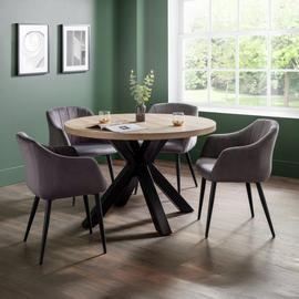 Julian Bowen Berwick Oak Dining Table And 4 Grey Chairs