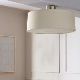 Habitat Metal Flush Ceiling Light - Natural & Chrome