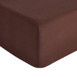 Habitat Cotton Rich Plain Chocolate Fitted Sheet - King size