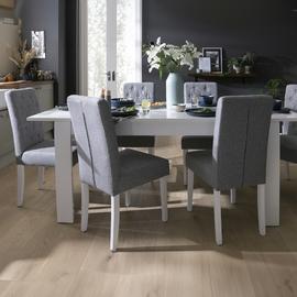 Argos Home Miami Extending White Dining Table &6 Grey Chairs
