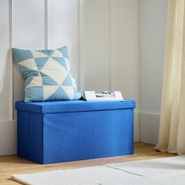 Argos Home Medium Fabric Ottoman - Blue