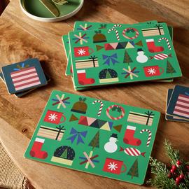 Habitat Corkback Festive Icons Set of 4 Placemat & Coasters