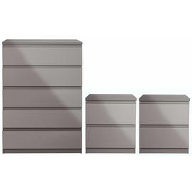 Argos Home Jenson 2 Bedside & 5 Drawer Chest Set -Grey Gloss