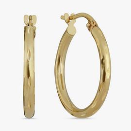 Revere 9ct Yellow Gold Textured Hoop Earrings