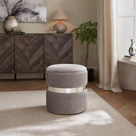 GFW Eden Velvet Storage Ottoman - Grey