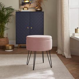 GFW Avery Velvet Storage Footstool - Pink