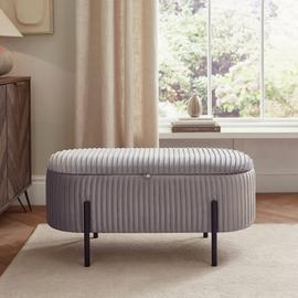 GFW Amelle Velvet Storage Ottoman - Grey