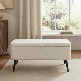 GFW Lola Boucle Storage Ottoman - Cream