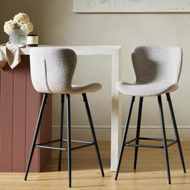 Habitat Etta Pair of Fabric Bar Stools - Natural