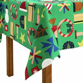 Habitat Festive Icons Wipe Clean Table Cloth - Green