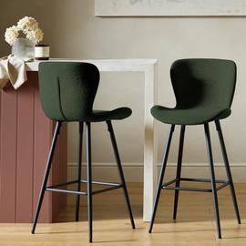 Habitat Etta Pair of Fabric Bar Stools - Green