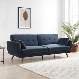 Kyoto Otis Velvet 2 Seater Clic Clac Sofa Bed - Blue