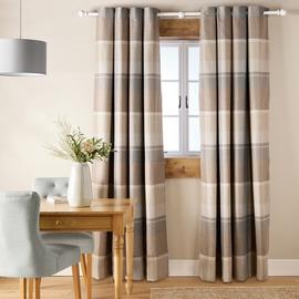 Argos Home Check Blackout Eyelet Curtain - Neutral