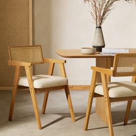 Habitat Cedric Pair of Solid Wood Dining Chairs - Light wood