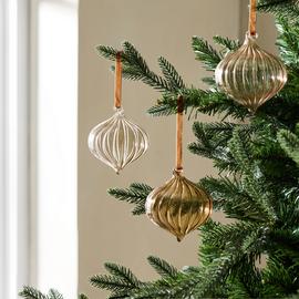 Habitat Pack of 3 Unique Glass Christmas Baubles - Cream