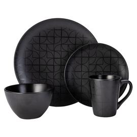 Argos Home Geo 16 Piece Stoneware Dinner Set - Black