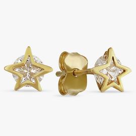 Revere 9ct Yellow Gold Cubic Zirconia Star Stud Earrings