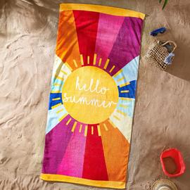 Catherine Lansfield Hello Summer Print Beach Towel - Yellow