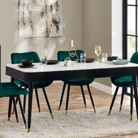 Julian Bowen Louis Marble Effect 6 Seater Dining Table-Black