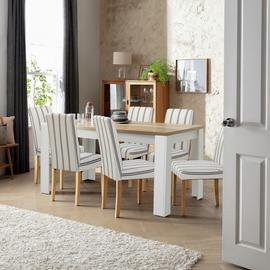 Argos Home Preston Grey Oak Dining Table & 6 White Chairs