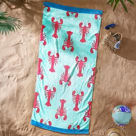 Catherine Lansfield Lobster Print Beach Towel - Pink & Red