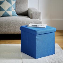 Argos Home Tilly Small Fabric Ottoman - Blue