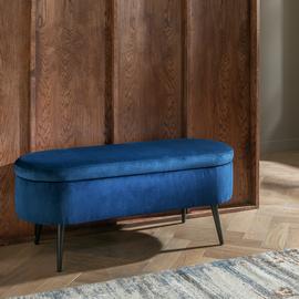 Argos Home Velvet Storage Ottoman - Navy