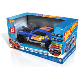 Hot Wheels 2in1 Race N' Haul Car Case Blue
