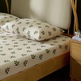 Argos Home Foliage Printed Cream Fitted Sheet - Double
