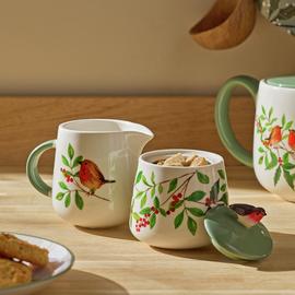 Argos Home Robin Stoneware Sugar Pot & Creamer Set - White