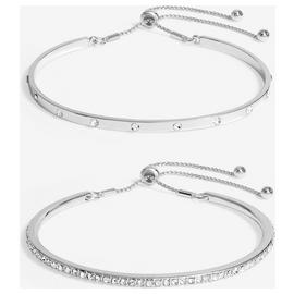 Lipsy Silver Crystal Bar Toggle Bracelets - Pack Of 2