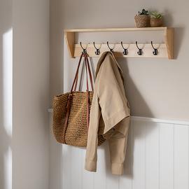 Argos Home Pack of 6 Hooks with Shelf - Natural