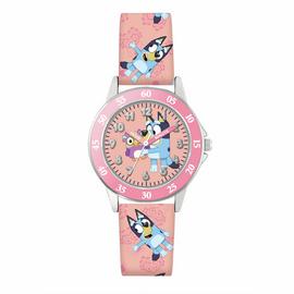 Bluey Time Teacher Silicone Printed Pink Strap Watch