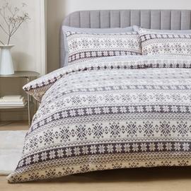 Argos Home Fairisle Print Fleece Grey Bedding Set