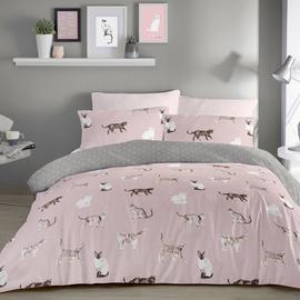 Fusion Cats Print Blush Pink Bedding Set